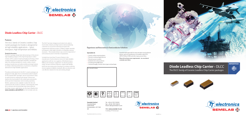 1N4109D2A Datasheet PDF Semelab - > TT Electronics plc 