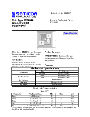 2N2904 Datasheet PDF Semicoa Semiconductor