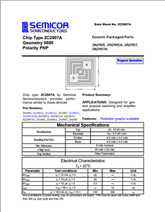 2N2907A Datasheet PDF Semicoa Semiconductor