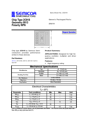 2N918UB Datasheet PDF Semicoa Semiconductor