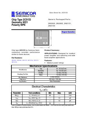 2N5153 Datasheet PDF Semicoa Semiconductor