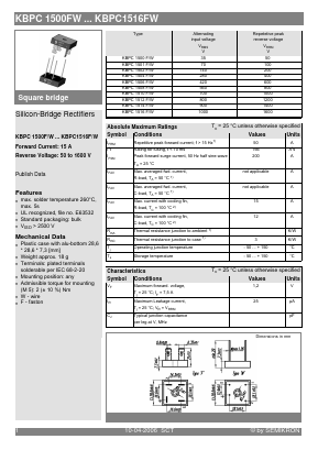 KBPC1506F/W Datasheet PDF Semikron