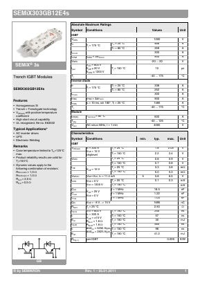 SEMIX303GB12E4S Datasheet PDF Semikron