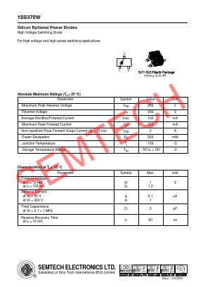 1SS370W Datasheet PDF Semtech Electronics LTD.