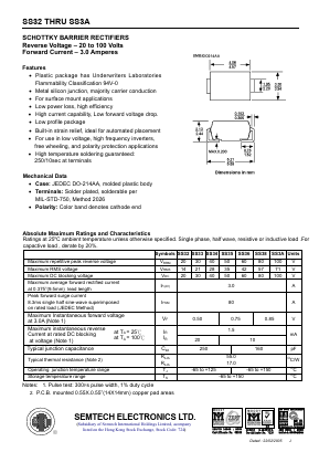 SS3A Datasheet PDF Semtech Electronics LTD.