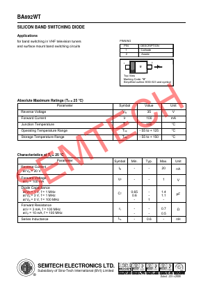 BA892WT Datasheet PDF Semtech Electronics LTD.