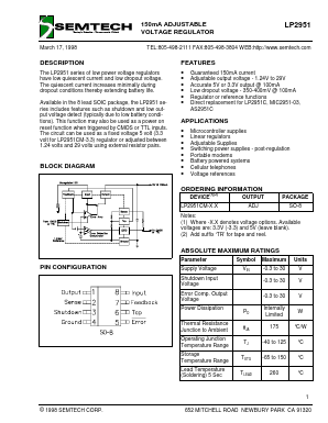 LP2951 Datasheet PDF Semtech Corporation