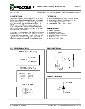 SC431CSK-5 Datasheet PDF Semtech Corporation