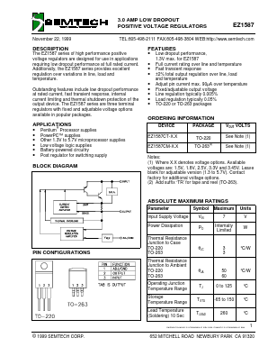 EZ1587 Datasheet PDF Semtech Corporation