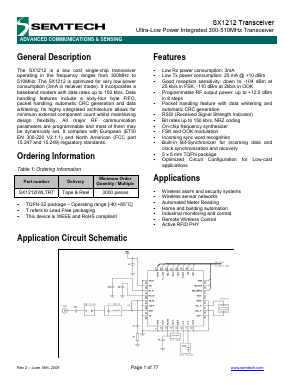 SX1212IWL Datasheet PDF Semtech Corporation