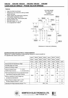 KBU8K Datasheet PDF Semtech Corporation