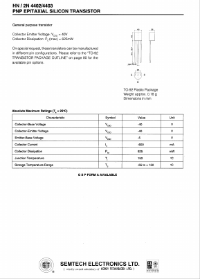 2N4403 Datasheet PDF Semtech Corporation