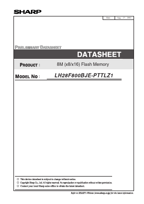 LH28F800BJE-PTTLZ1 Datasheet PDF Sharp Electronics