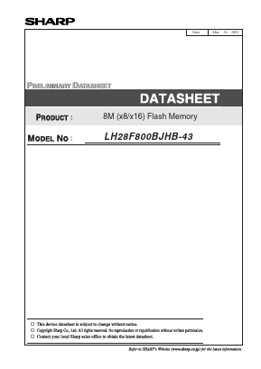 LH28F800BJHB-43 Datasheet PDF Sharp Electronics