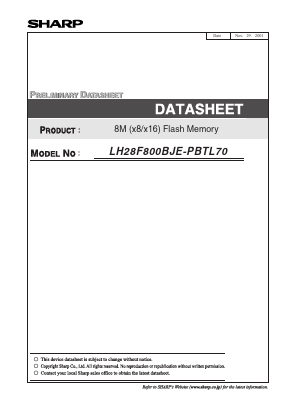 LH28F800BJE-PBTL70 Datasheet PDF Sharp Electronics