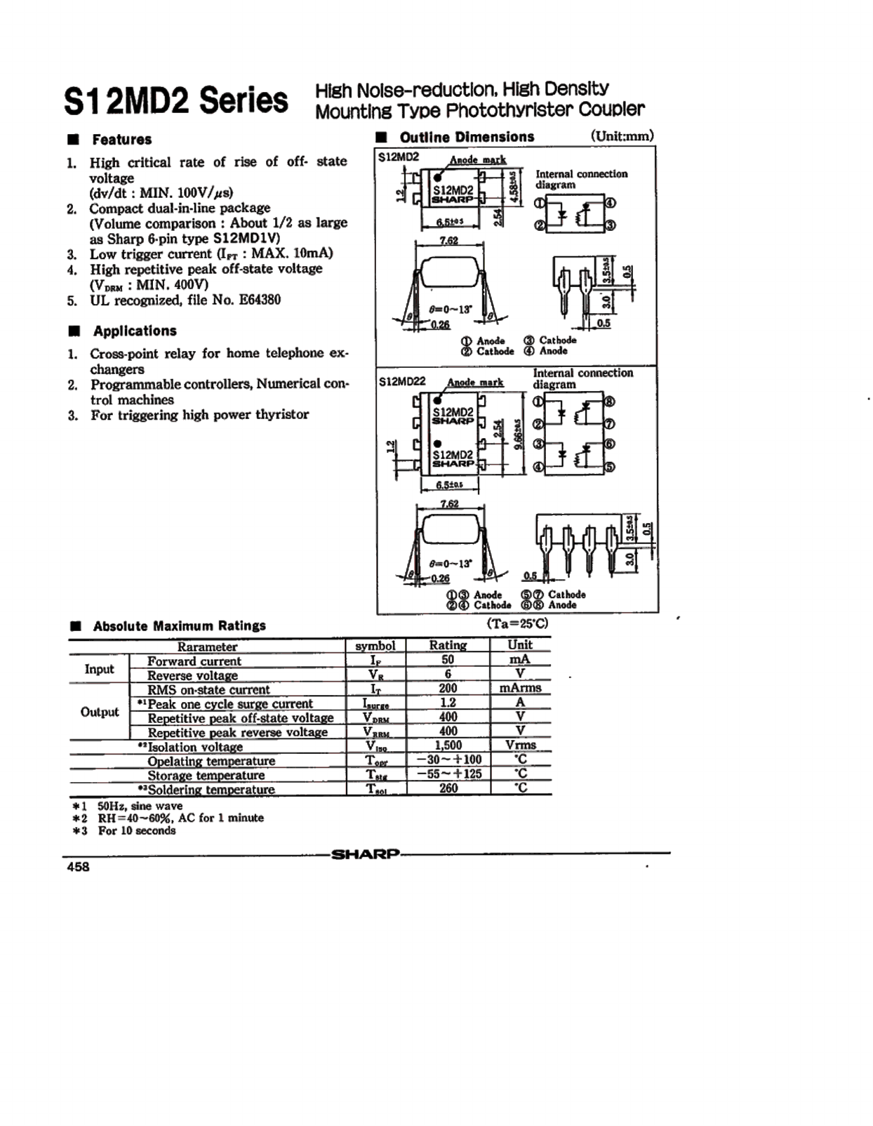 S12MD2 Datasheet PDF Sharp Electronics