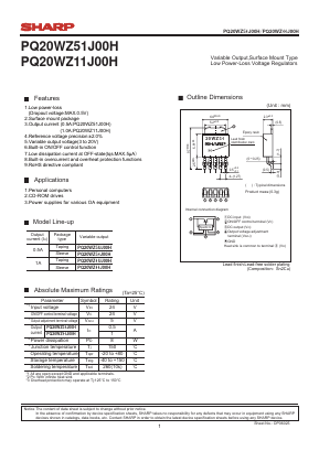 PQ20WZ5UJ00H Datasheet PDF Sharp Electronics