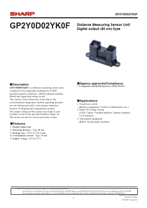 GP2Y0D02YK0F Datasheet PDF Sharp Electronics