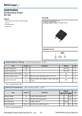 D20FR4R5S Datasheet PDF Shindengen