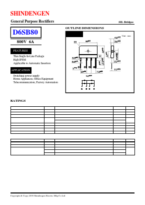 D6SB80 Datasheet PDF Shindengen