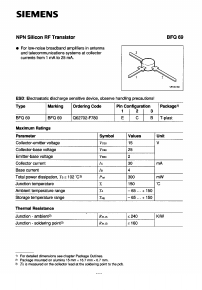BFQ69 Datasheet PDF Siemens AG