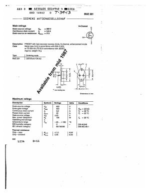 BUZ221 Datasheet PDF Siemens AG