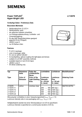 LYE676-T2 Datasheet PDF Siemens AG