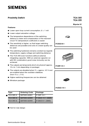 TCA305A Datasheet PDF Siemens AG