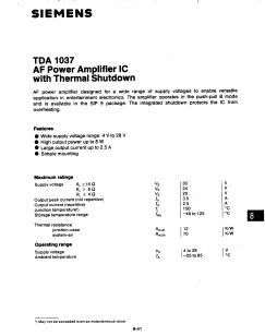 TDA1037 Datasheet PDF Siemens AG
