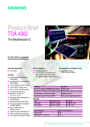 TDA4362 Datasheet PDF Siemens AG