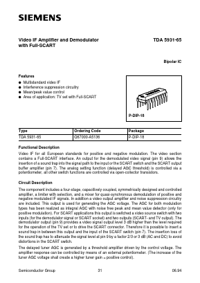 TDA5931-65 Datasheet PDF Siemens AG