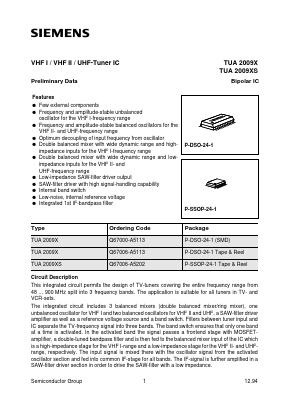 TUA2009X Datasheet PDF Siemens AG