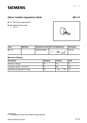BB112 Datasheet PDF Siemens AG