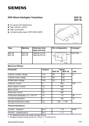 BCP28 Datasheet PDF Siemens AG