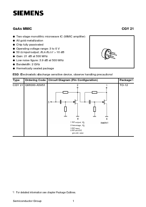 CGY21 Datasheet PDF Siemens AG