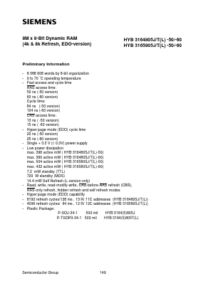 HYB3165805J-60 Datasheet PDF Siemens AG