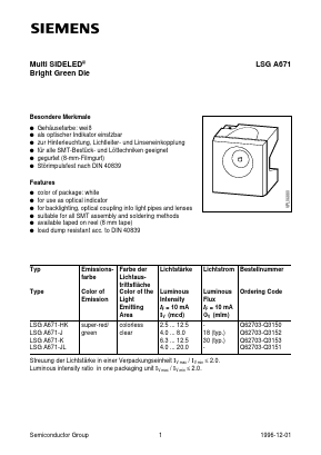 LSGA671-HK Datasheet PDF Siemens AG