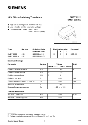 SMBT2222A Datasheet PDF Siemens AG