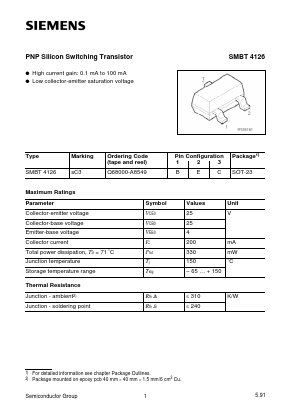 SMBT4126 Datasheet PDF Siemens AG