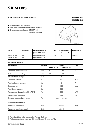 SMBTA06 Datasheet PDF Siemens AG