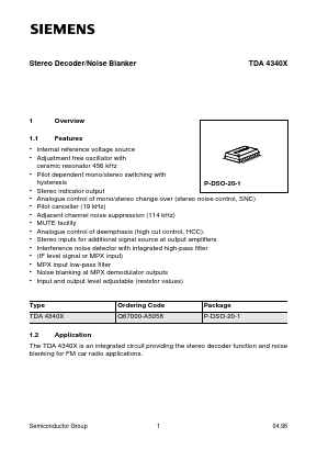 TDA4340X Datasheet PDF Siemens AG