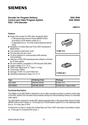 SDA5648X Datasheet PDF Siemens AG
