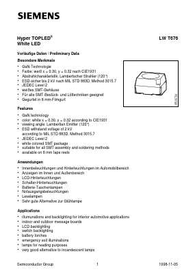 LWT676-L2 Datasheet PDF Siemens AG
