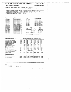 BC547 Datasheet PDF Siemens AG