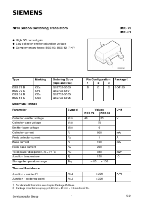 BSS79C Datasheet PDF Siemens AG