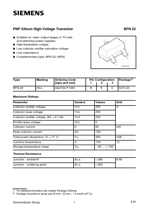BFN23 Datasheet PDF Siemens AG