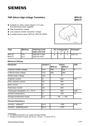 BFN27 Datasheet PDF Siemens AG