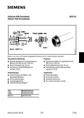 BPX61 Datasheet PDF Siemens AG