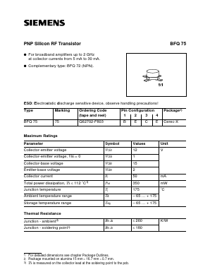 BFQ75 Datasheet PDF Siemens AG