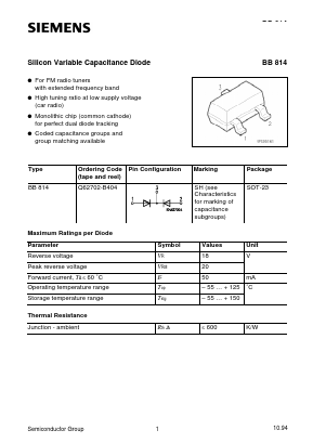 BB814 Datasheet PDF Siemens AG